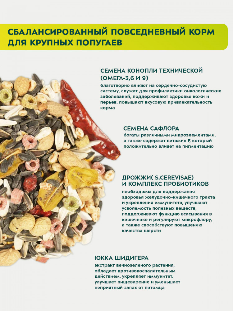 Корм Bambini Pets для крупных попугаев