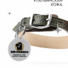  Ошейник Mr.Kranch для собак из натуральной кожи с QR-адресником 30-35см оливковый