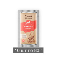 Консервы DELISH Super Premium для собак с говядиной с рисом (упаковка 10 х 80 гр)