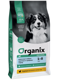 Organix Chicken - сухой корм для взрослых собак крупных и средних пород с курицей, фруктами и овощами