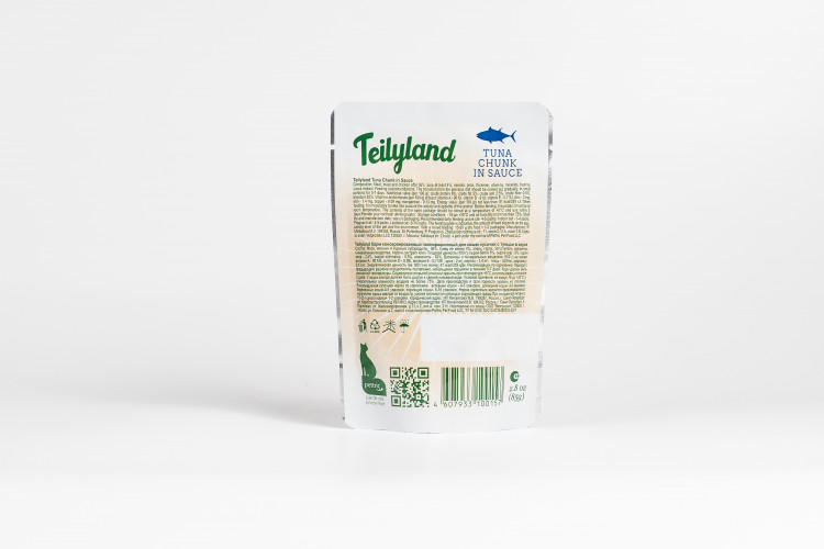 Влажный корм для кошек Петтрик, Pettric TEILYLAND паучи с тунцом в соусе (упаковка 12 шт по 85 г)