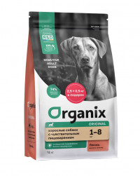 Organix Salmon - сухой корм для взрослых собак с лососем, фруктами и овощами для чувствительного пищеварения