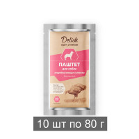 Консервы DELISH Super Premium для собак с индейкой, овощами и клюквой (упаковка 10 х 80 гр)