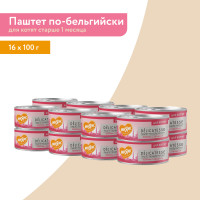 Влажный корм Мнямс Деликатес Телятина с овощами для котят старше 1 месяца "Паштет по-бельгийски" (упаковка 16 шт по 100 гр)