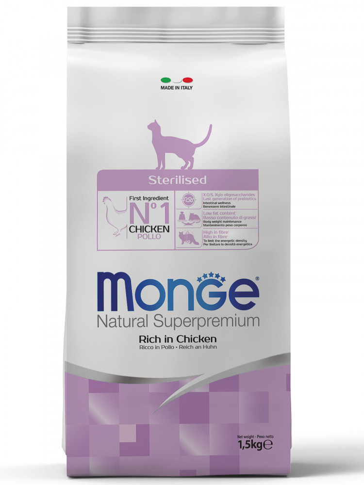 Сухой корм Monge Cat Superpremium Daily Line Sterilised для стерилизованных кошек, из курицы