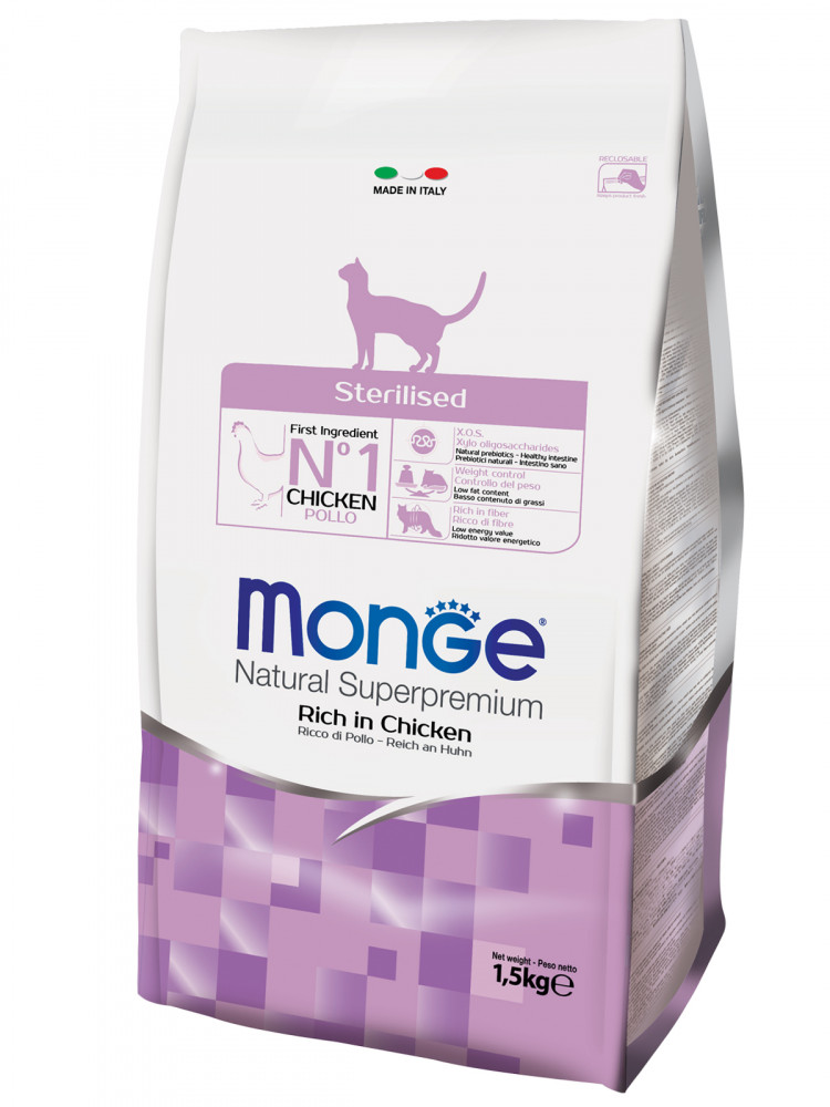 Сухой корм Monge Cat Superpremium Daily Line Sterilised для стерилизованных кошек, из курицы