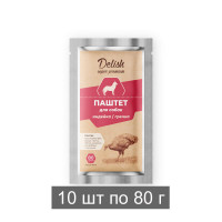 Консервы DELISH Super Premium для собак с индейкой и гречкой (упаковка 10 х 80 гр)