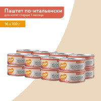 Влажный корм Мнямс Деликатес Курица с брокколи для котят старше 1 месяца "Паштет по-итальянски" (упаковка 16 шт по 100 гр)