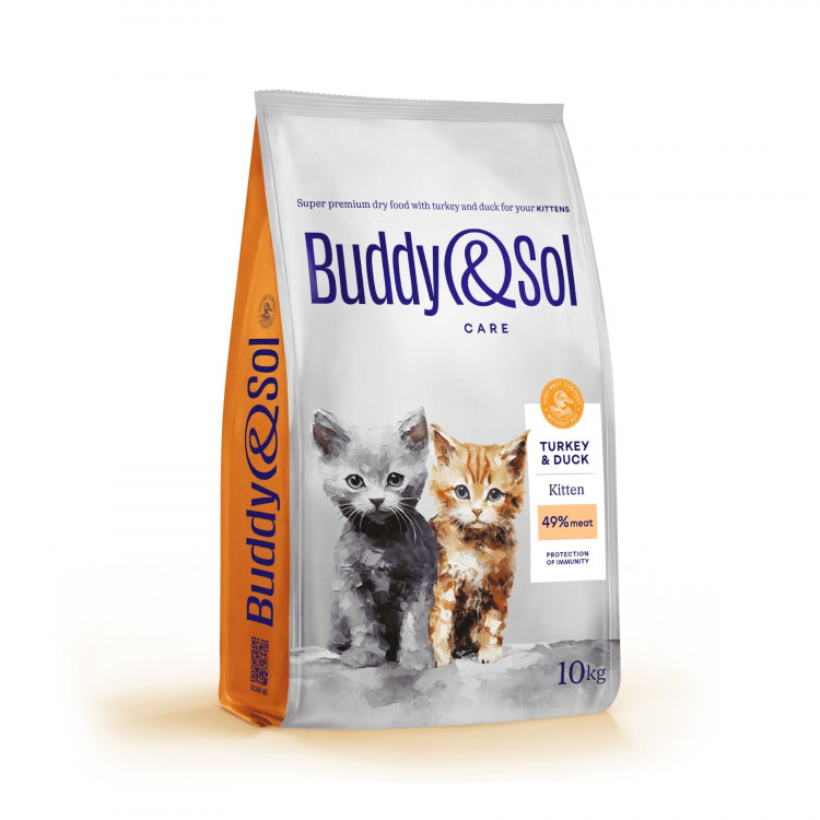 Сухой корм Buddy&Sol Care Kitten для котят с индейкой и уткой