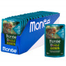  Влажный корм Monge Cat BWild GRAIN FREE для стерилизованных кошек, беззерновой, из тунца с креветками и овощами, паучи, 85 г x 28 шт