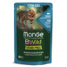 Влажный корм Monge Cat BWild GRAIN FREE для стерилизованных кошек, беззерновой, из тунца с креветками и овощами, паучи, 85 г x 28 шт