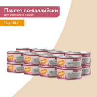 Влажный корм Мнямс Деликатес Ягненок с морковью для кошек "Паштет по-валлийски" (упаковка 16 шт по 100 гр)