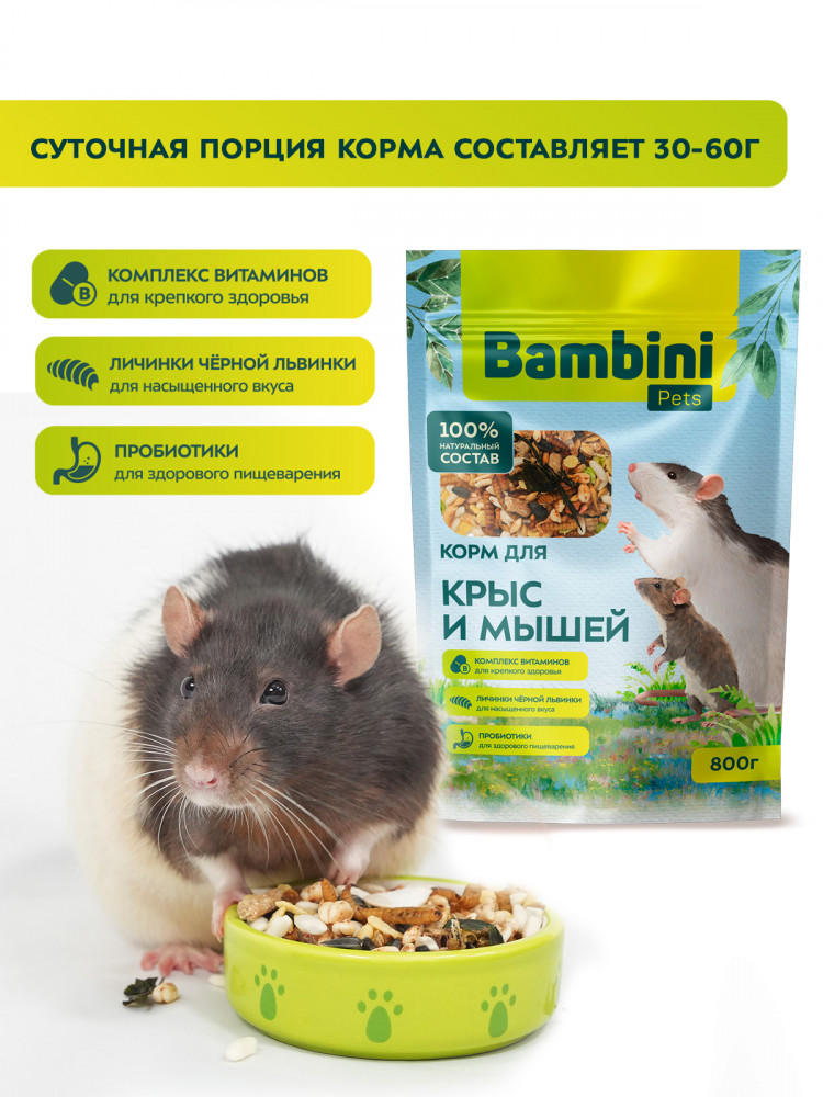 Корм Bambini Pets для крыс и мышей