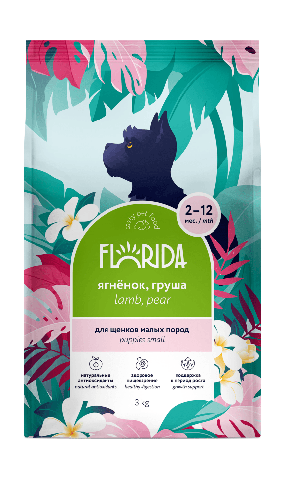 FLORIDA сухой корм для щенков малых пород с ягненком и грушей