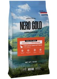 Сухой корм NERO GOLD для кошек и котят всех возрастов с лососем и овощами, HEALTHY SKIN
