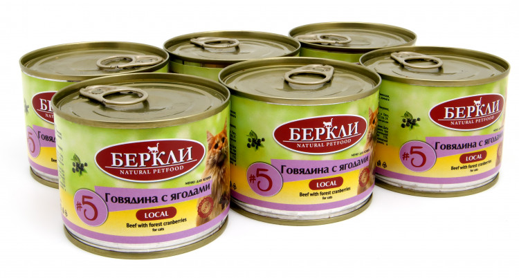 Консервы для кошек Беркли №5 говядина с лесными ягодами 6 шт по 200 гр