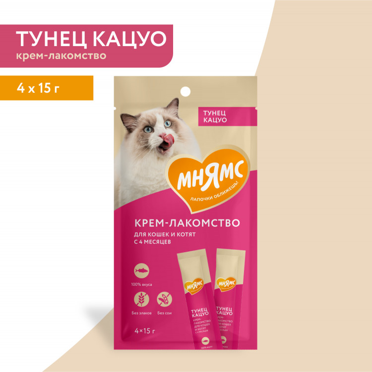   Крем-лакомство Мнямс для кошек с тунцом Кацуо 15 г х 4 шт