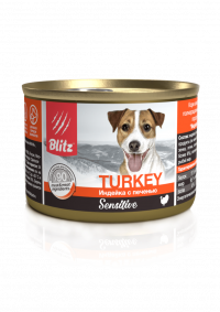 Blitz Sensitive Консервированный корм для собак всех пород и возрастов «Индейка с печенью» Dog Turkey &amp; Liver (Pate)
