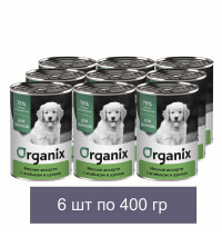 Organix Консервы для щенков Мясное ассорти с ягнёнком и цукини 6 шт по 400 г