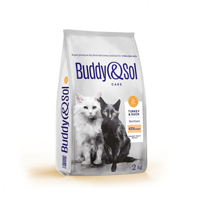 Сухой корм Buddy&Sol Care Sterilized для взрослых стерилизованных кошек с индейкой и уткой