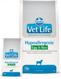 Farmina Vet Life Dog Hypoallergenic Egg&amp;Rice Для собак. Пищевая аллергия и/или непереносимость