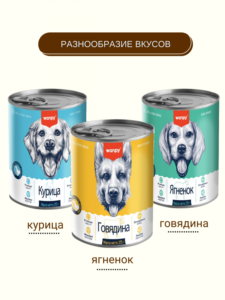  Влажный корм Wanpy Dog, консервы для собак из говядины