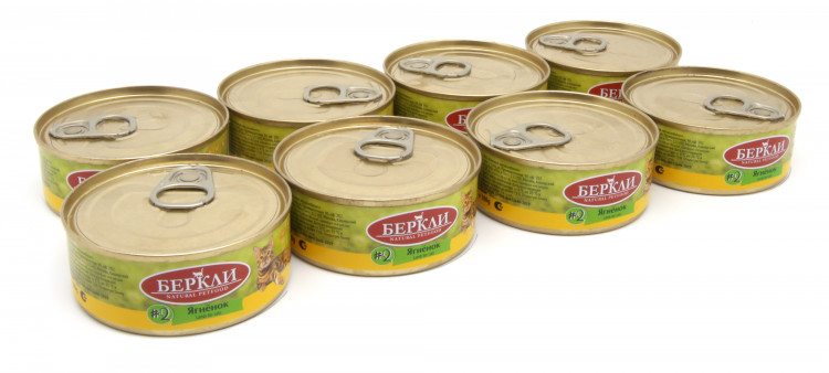 Консервы для кошек Беркли №2, Ягненок 8 шт по 100 гр