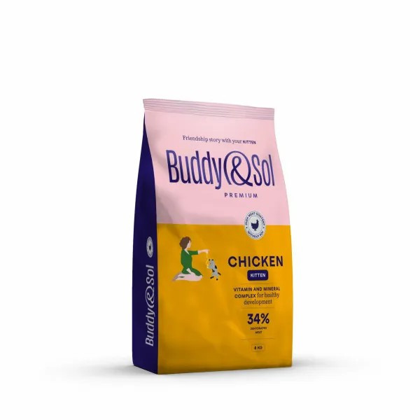 Сухой корм Buddy&Sol Premium Kitten для котят с курицей