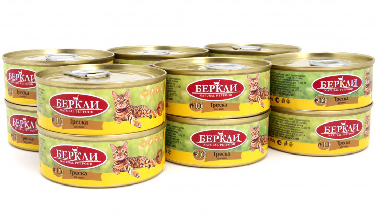 Консервы для кошек Беркли №10, Треска 12 шт по 100 гр