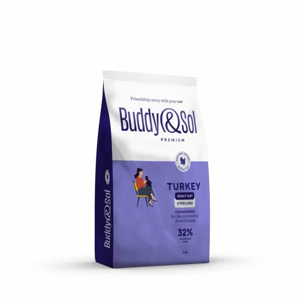 Сухой корм Buddy&Sol Premium Sensitive для взрослых кошек с чувствительным пищеварением с индейкой