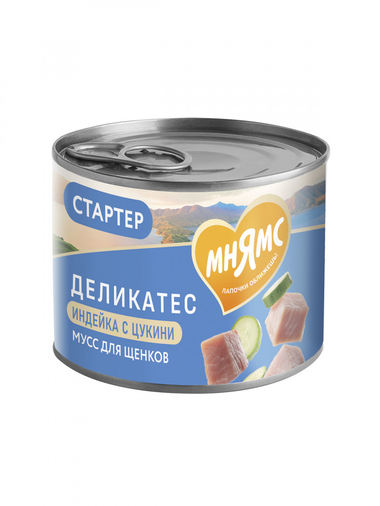 Влажный корм Мнямс Деликатес СТАРТЕР Паштет из индейки с цукини для щенков до 4 месяцев 