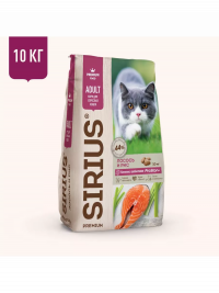 Сухой корм SIRIUS для взрослых кошек, ЛОСОСЬ И РИС, с пробиотиками