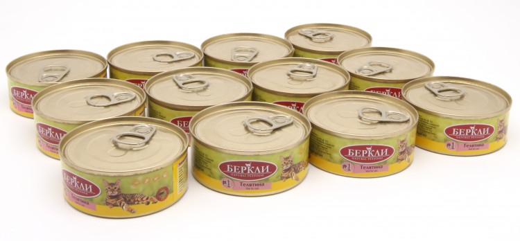 Консервы для кошек Беркли №1, Телятина 12 шт по 100 гр