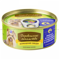 Деревенские Лакомства Домашние Обеды консервы для собак мини пород (фрикасе из кролика с сердечками и морковкой)
