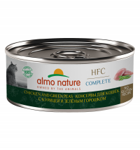 Консервы Almo Nature для кошек и котят с курицей и зеленым горошком в бульоне (HFC, Complete, Chicken and Green Peas)