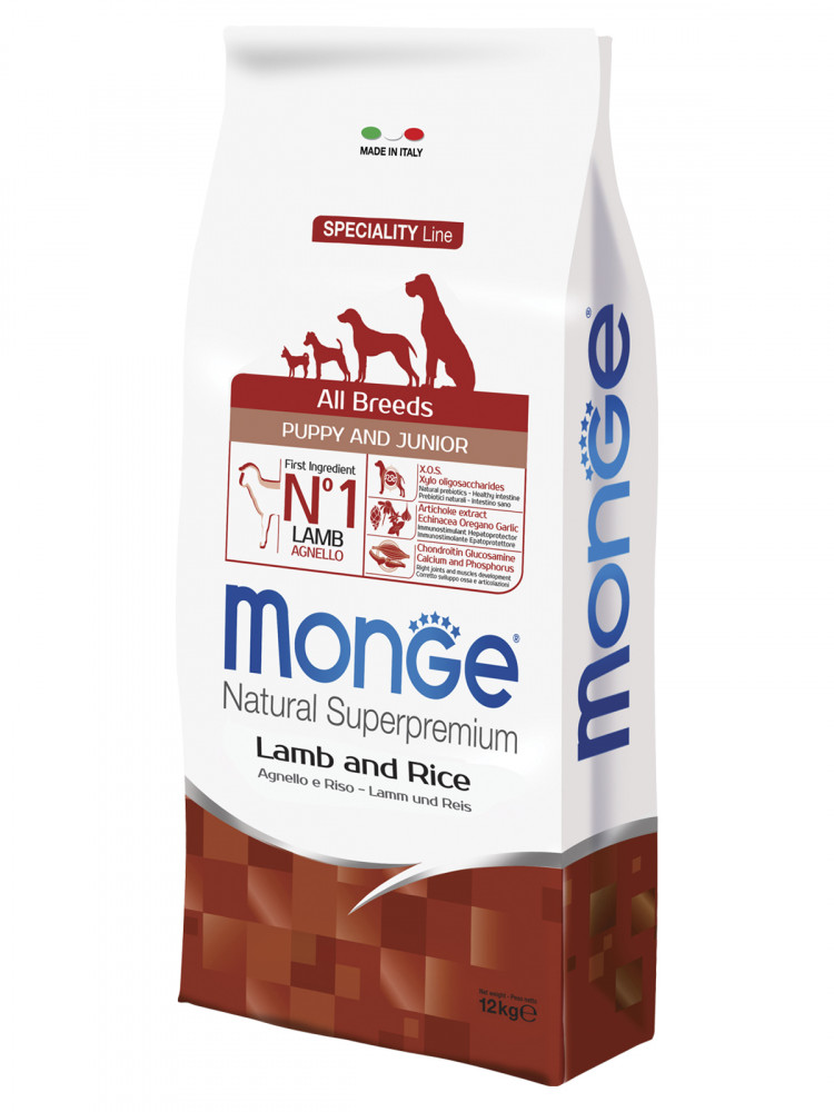 Сухой корм Monge Dog Speciality Line Puppy&Junior корм для щенков всех пород, из ягненка с рисом