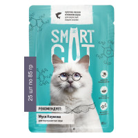 Smart Cat Паучи для взрослых кошек и котят: кусочки лосося в нежном соусе 25 шт по 85 г