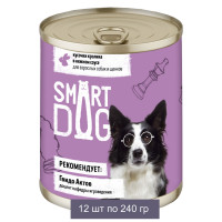 Smart Dog Консервы для взрослых собак и щенков кусочки кролика в нежном соусе 12 шт по 240 г