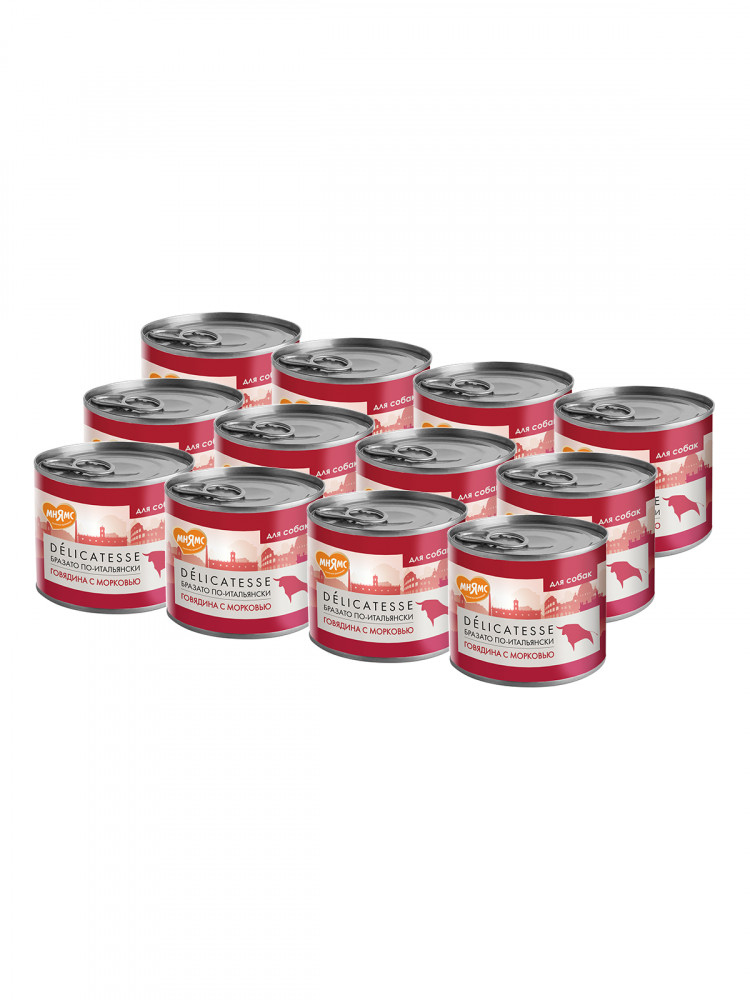 Влажный корм Мнямс Деликатес Паштет из говядины с морковью для собак всех пород