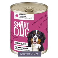 Smart Dog Консервы для взрослых собак и щенков кусочки ягненка в нежном соусе 12 шт по 240 г