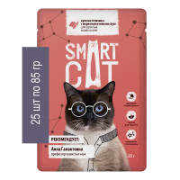 Smart Cat - Паучи для взрослых кошек и котят, Телятина с Морковью в соусе 25 шт по 85 г