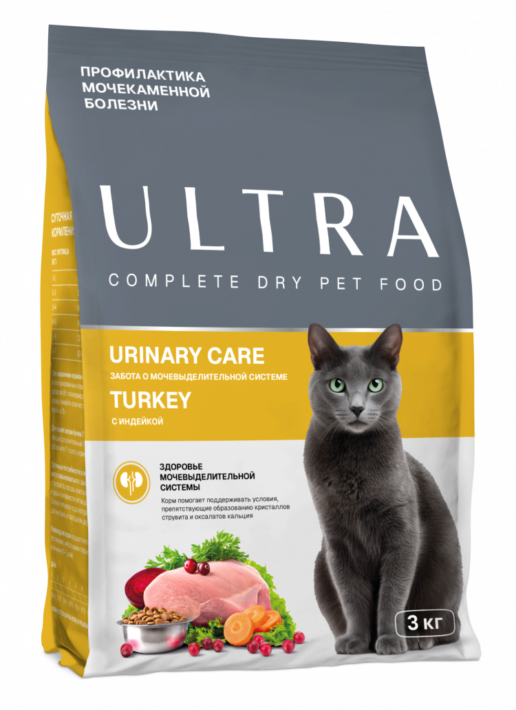 ULTRA urinary Сухой корм с индейкой для стерилизованных кошек, для профилактики образования мочевых камней, с индейкой