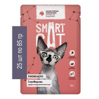 Smart Cat - Паучи для взрослых кошек и котят, Телятина в соусе 25 шт по 85 г