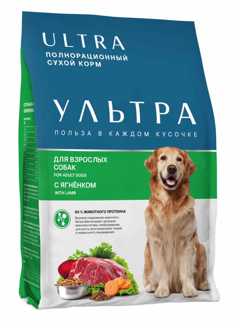 Ultra - сухой корм для взрослых собак всех пород, с ягненком