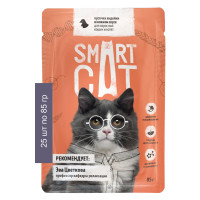 Smart Cat Паучи для взрослых кошек и котят: кусочки индейки в нежном соусе 25 шт по 85 г