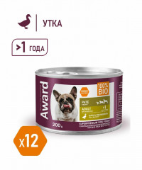  Влажный корм Award для взрослых собак паштет из утки с брусникой 200г (упаковка 12шт)