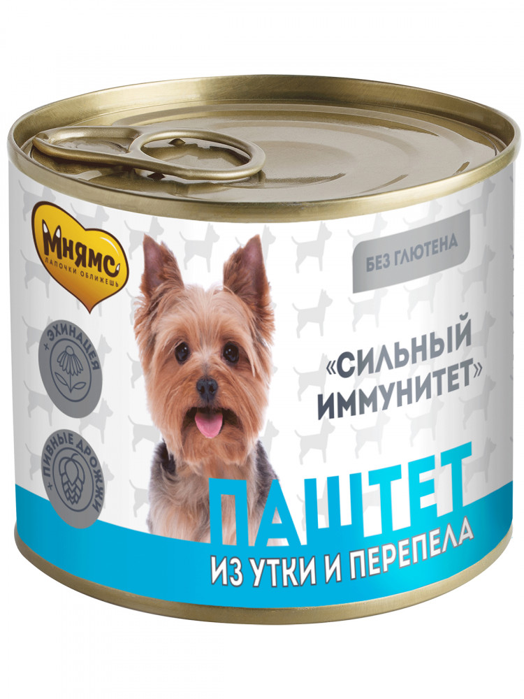 Влажный корм Мнямс На каждый день Паштет из утки и перепела для собак «СИЛЬНЫЙ ИММУНИТЕТ» (упаковка 12 шт по 200 гр)