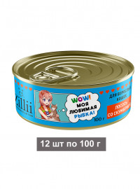 Влажный корм Zillii для взрослых кошек с лососем и скумбрией, в консервах - 100 г х 12 шт