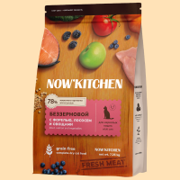 Сухой корм NOW'KITCHEN, беззерновой, для взрослых кошек со свежей форелью, лососем и овощами