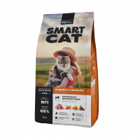 Сухой корм Smart Cat для взрослых кошек c чувствительным пищеварением с индейкой